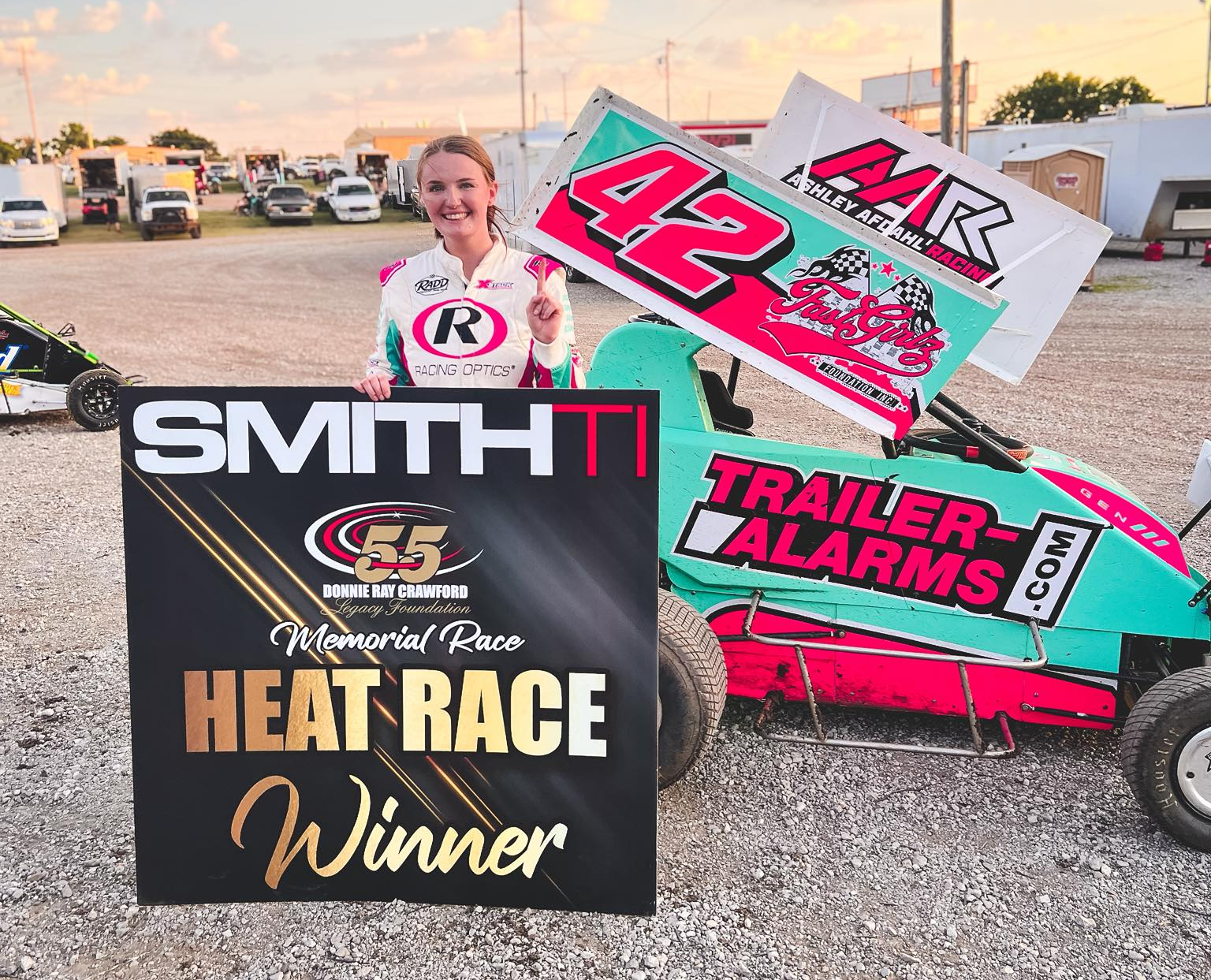 Ashley Afdahl first heat race win at Port City Raceway